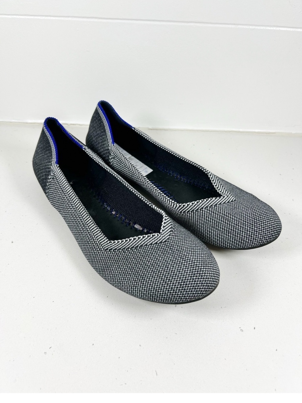 Rothy’s The Flat Black & White Knit Ballet Flats Women’s Size 8 Washable